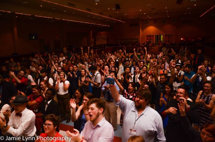This is what it looks like after the jam circle breaks and everyone rushes the stage to cheer on the band. :D